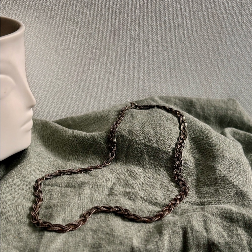 Braided Rope Chain Necklace in Dark Bronze